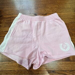 NWT PINK Victoria’s Secret Ivy Fleece Relaxed Shorts Pink and White Size M